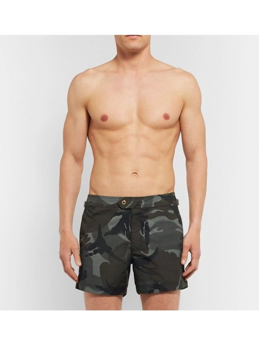 Tom Ford Swim Shorts Slim Fit Short Length Gray Black Camo Print Size 48 = US M